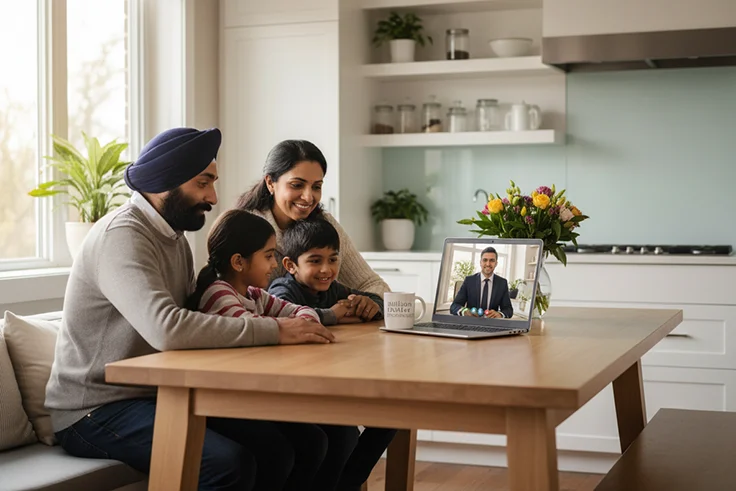 Sikh family video call with advisor